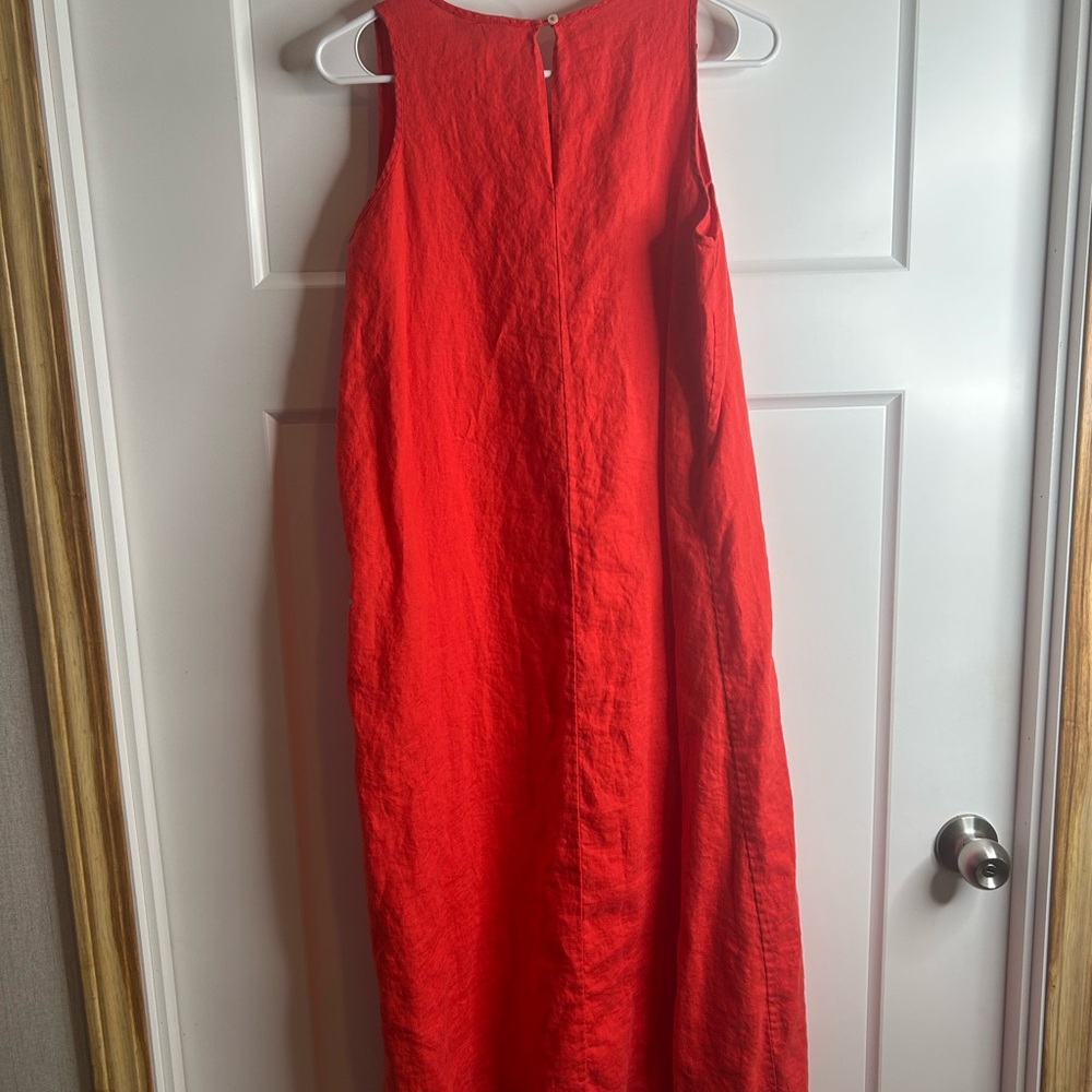 Lord & Taylor Woman Size 0X Sleeveless Linen Dress Red Beach Resortwear 3006 - Picture 8 of 8